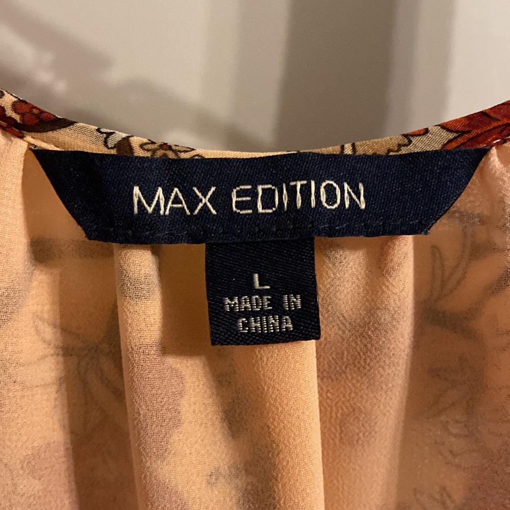 Max Edition Boho Floral Cold Shoulder Blouse Top SZ Large - Picture 2 of 6